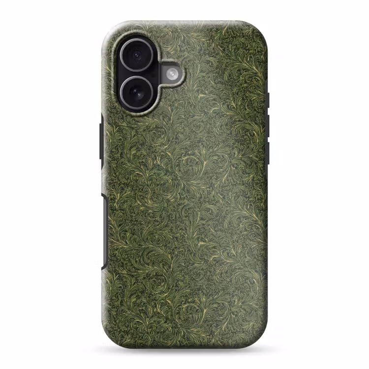 Donker - Groen - Krullend - Botanisch Toughcase MagSafe Apple iPhone 17 klein 1017 -3d