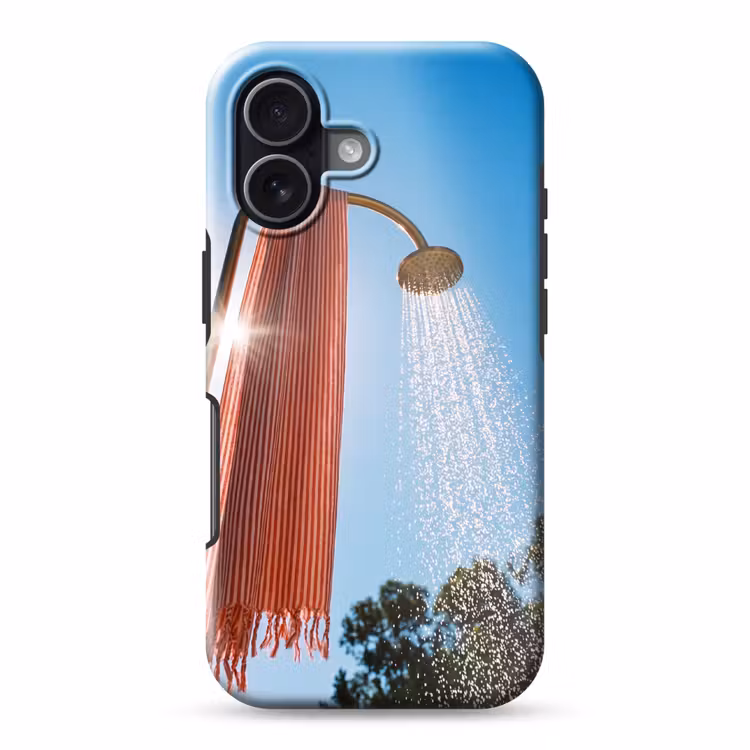 Douche - Water - Zomer - Blauw Toughcase MagSafe Apple iPhone 17 klein -3d