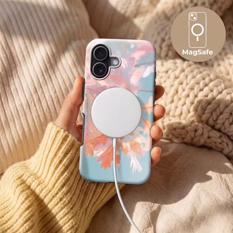 Eikenbladeren - Takken - Roze Toughcase MagSafe Apple iPhone 17 klein -USP_MagsafeV