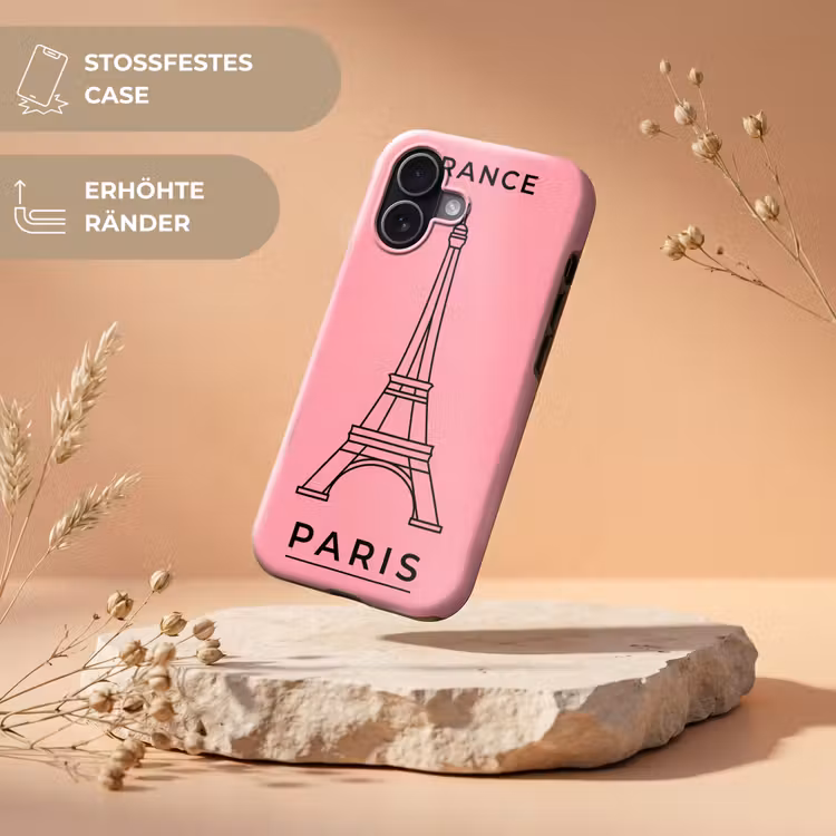 Eiffeltoren - Parijs - Architectuur - Minimalistisch - Roze Toughcase MagSafe Apple iPhone 17 klein -USP_RandenV_DE