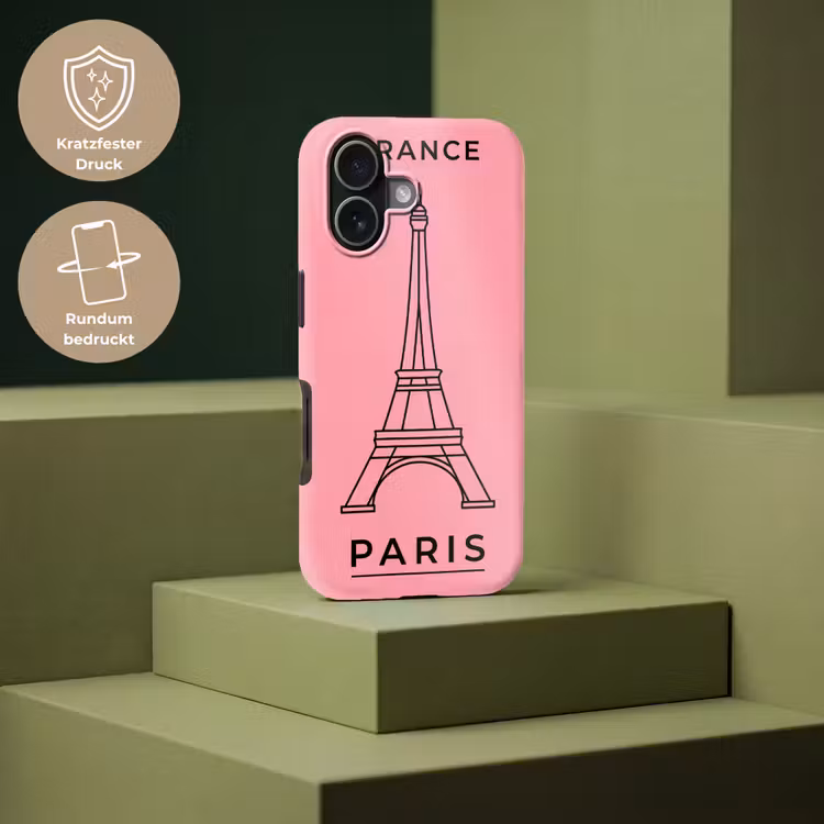 Eiffeltoren - Parijs - Architectuur - Minimalistisch - Roze Toughcase MagSafe Apple iPhone 17 klein -USP_PrintM_DE