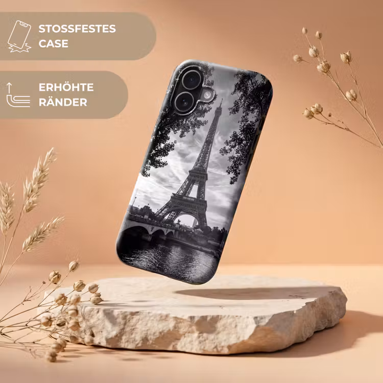 Eiffeltoren - Parijs - Rivier - Architectuur - Zwart-wit Toughcase MagSafe Apple iPhone 17 klein -USP_RandenV_DE
