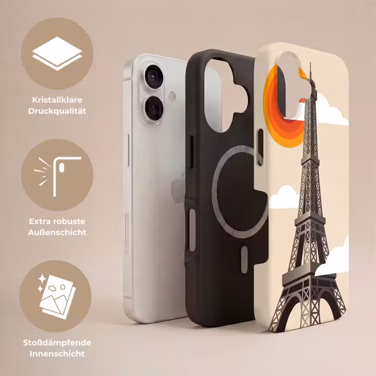 Eiffeltoren - Zon - Architectuur - Abstract - Beige Toughcase MagSafe Apple iPhone 17 klein -USP_Lagen_DE
