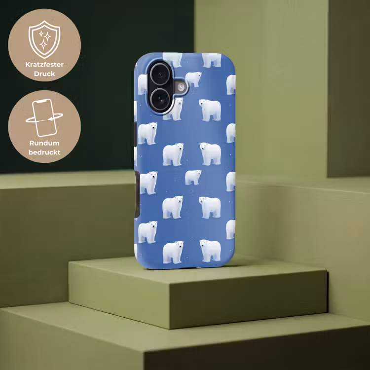 IJsbeer - Patroon - Blauw Toughcase MagSafe Apple iPhone 17 klein 1017 -USP_PrintM_DE