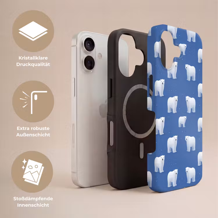 IJsbeer - Patroon - Blauw Toughcase MagSafe Apple iPhone 17 klein 1017 -USP_Lagen_DE