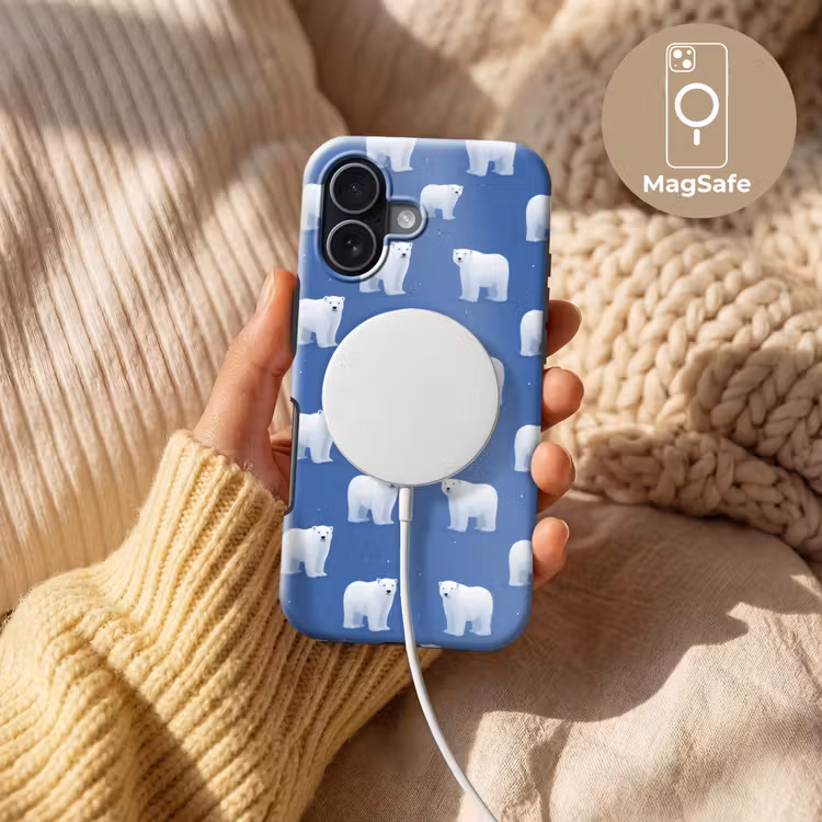 IJsbeer - Patroon - Blauw Toughcase MagSafe Apple iPhone 17 klein 1017 -USP_MagsafeV