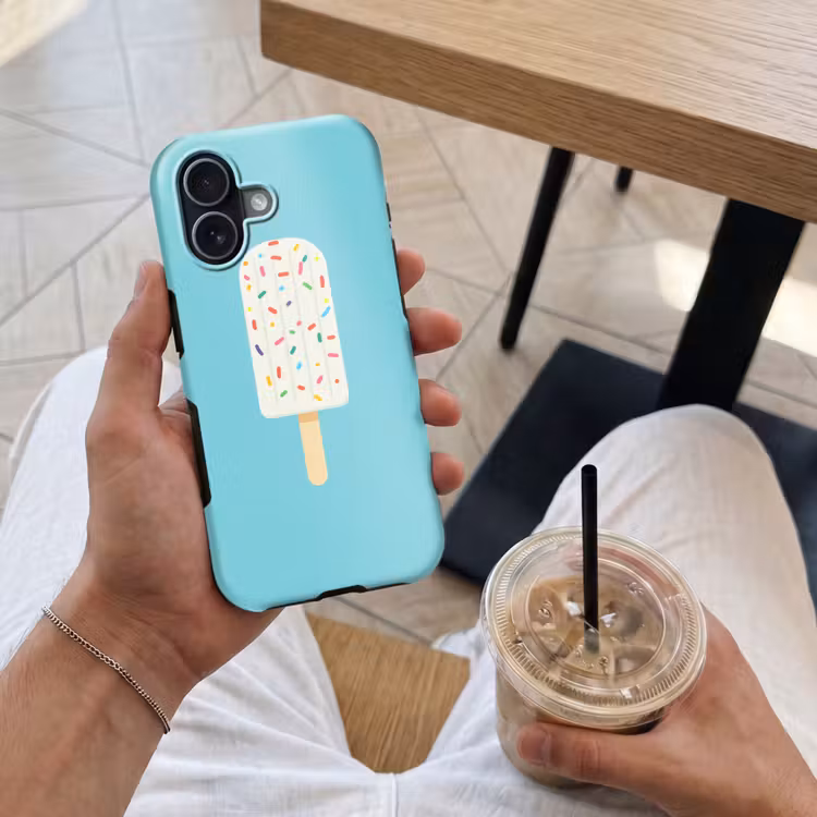 Ijsje - Stokje - Sprinkles - Lichtblauw Toughcase MagSafe Apple iPhone 17 klein -Sfeer1M