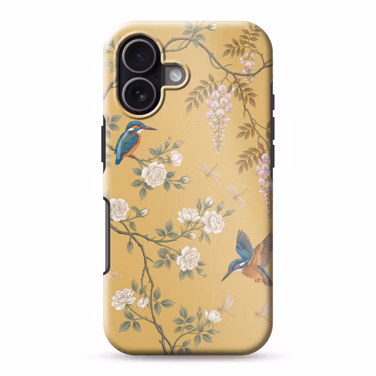 IJsvogels - Bloesem - Geel Toughcase MagSafe Apple iPhone 17 klein -3d