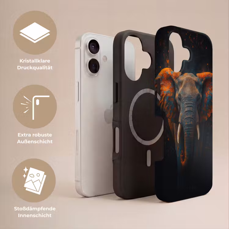 Olifant - Oranje - Oren Toughcase MagSafe Apple iPhone 17 klein -USP_Lagen_DE