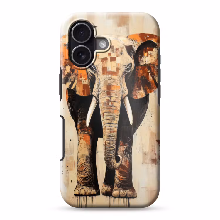 Olifant - Slurf - Mozaïek - Abstract Toughcase MagSafe Apple iPhone 17 klein -3d