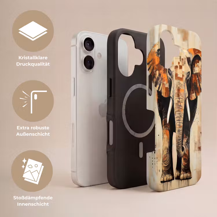 Olifant - Slurf - Mozaïek - Abstract Toughcase MagSafe Apple iPhone 17 klein -USP_Lagen_DE