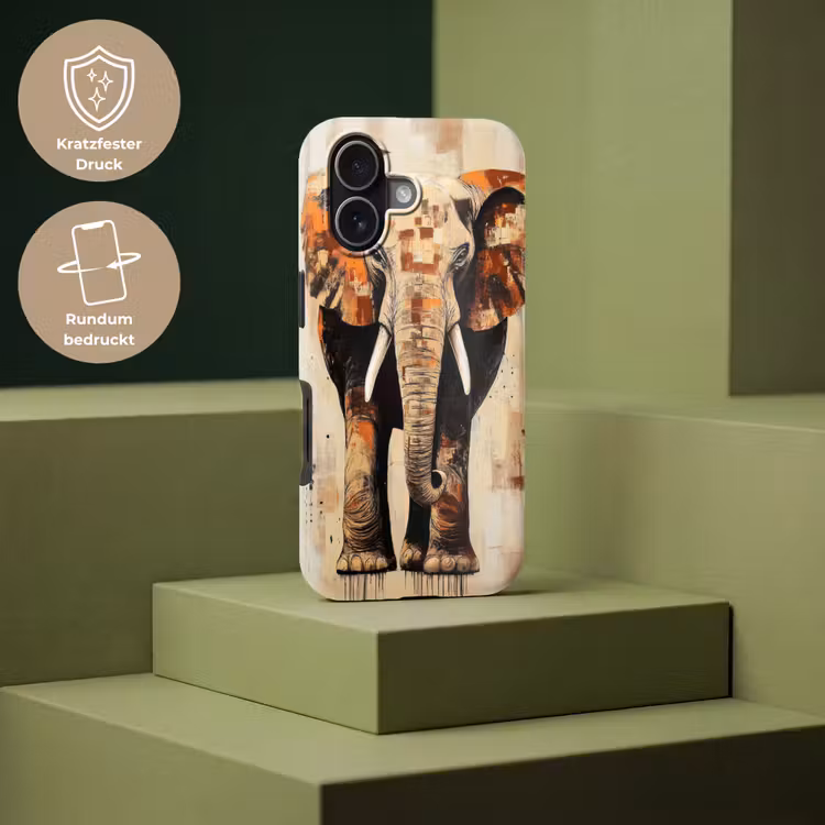 Olifant - Slurf - Mozaïek - Abstract Toughcase MagSafe Apple iPhone 17 klein -USP_PrintM_DE