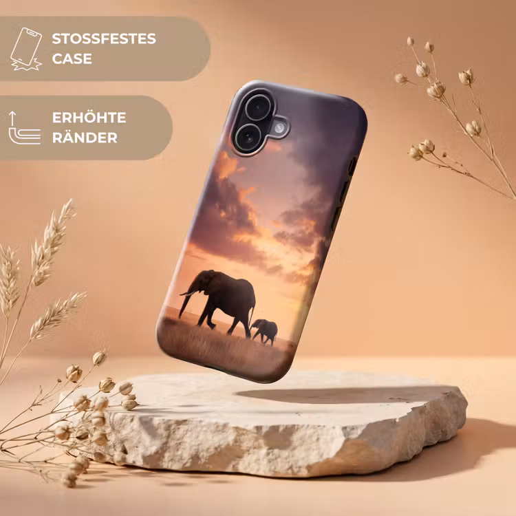 Olifanten - Grasland - Zonsondergang Toughcase MagSafe Apple iPhone 17 klein -USP_RandenV_DE