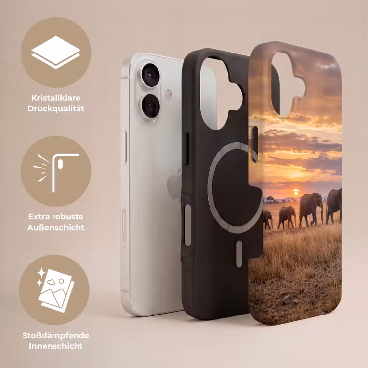 Olifanten - Savanne - Zonsondergang - Afrika - Warm Toughcase MagSafe Apple iPhone 17 klein -USP_Lagen_DE