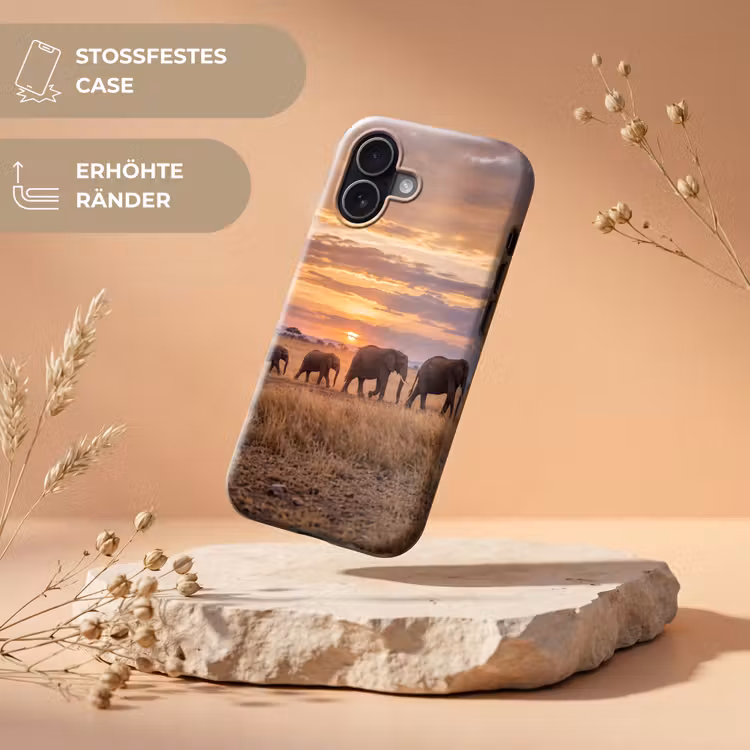 Olifanten - Savanne - Zonsondergang - Afrika - Warm Toughcase MagSafe Apple iPhone 17 klein -USP_RandenV_DE