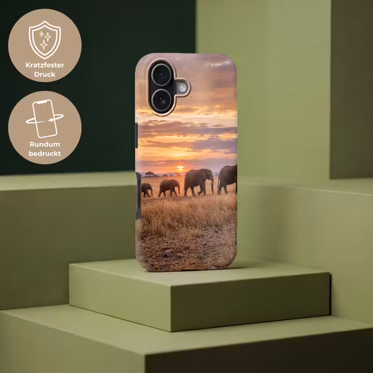 Olifanten - Savanne - Zonsondergang - Afrika - Warm Toughcase MagSafe Apple iPhone 17 klein -USP_PrintM_DE