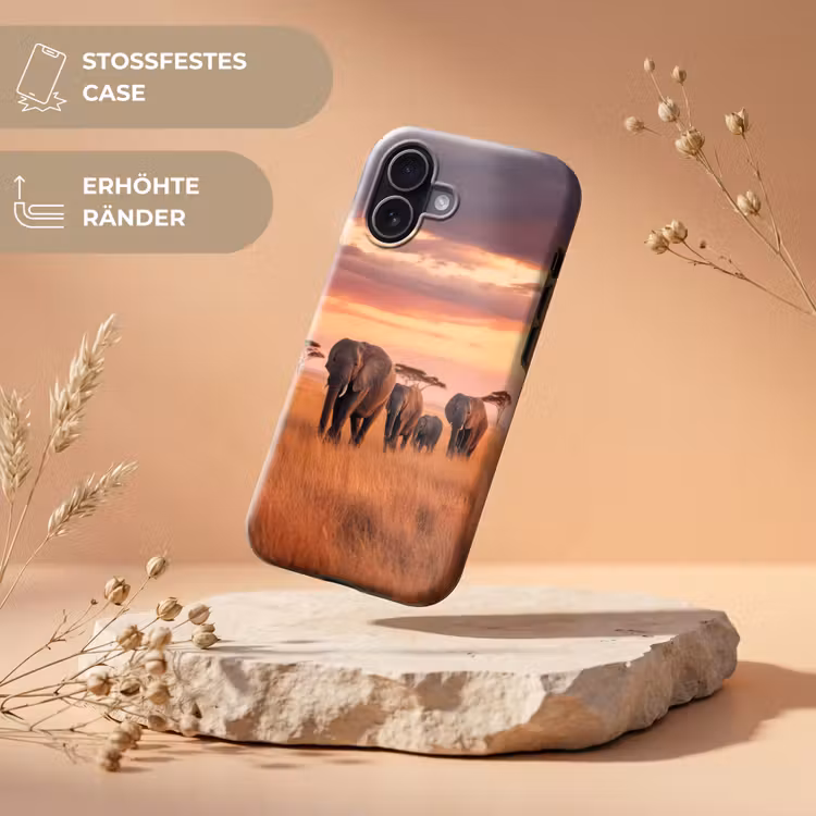 Groep olifanten - Open vlakte - Zon Toughcase MagSafe Apple iPhone 17 klein -USP_RandenV_DE