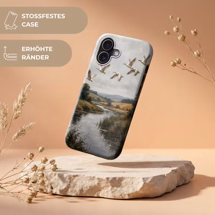 Eenden - Rivier - Landschap - Vlucht - Nostalgisch Toughcase MagSafe Apple iPhone 17 klein -USP_RandenV_DE