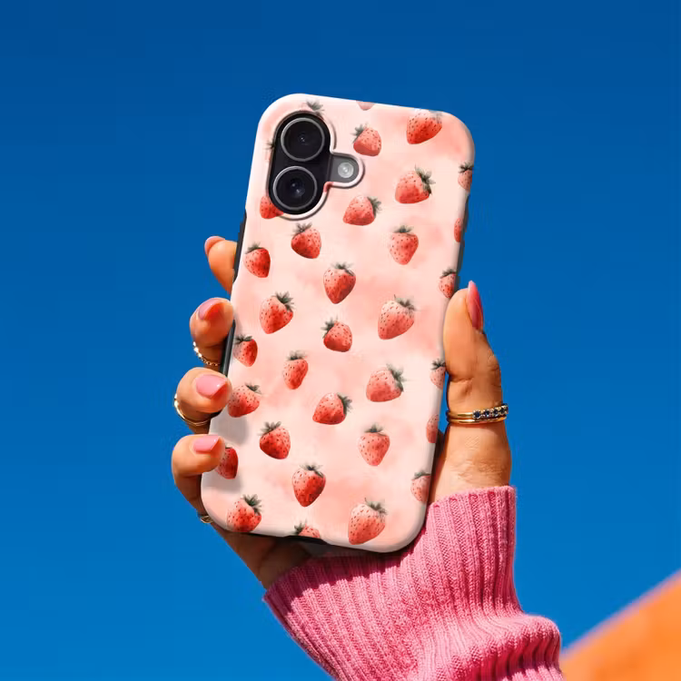 Aardbei - Patroon - Roze Toughcase MagSafe Apple iPhone 17 klein 1017 -Sfeer1V