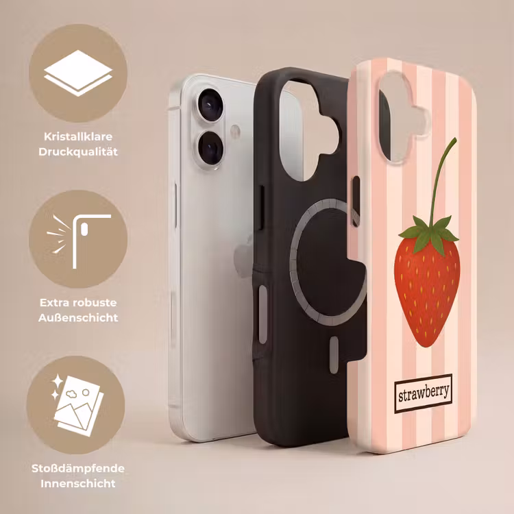 Aardbei - Strepen - Minimalistisch - Rood Toughcase MagSafe Apple iPhone 17 klein -USP_Lagen_DE