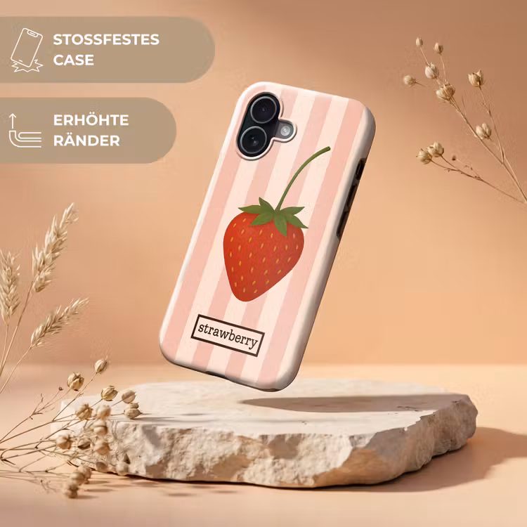 Aardbei - Strepen - Minimalistisch - Rood Toughcase MagSafe Apple iPhone 17 klein -USP_RandenV_DE