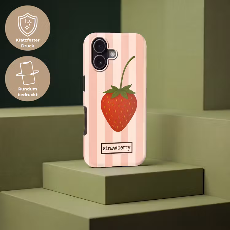 Aardbei - Strepen - Minimalistisch - Rood Toughcase MagSafe Apple iPhone 17 klein -USP_PrintM_DE