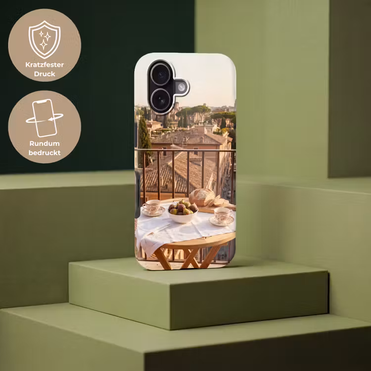 Eten - Ontbijt - Balkon - Stad - Zonsopgang Toughcase MagSafe Apple iPhone 17 klein -USP_PrintM_DE