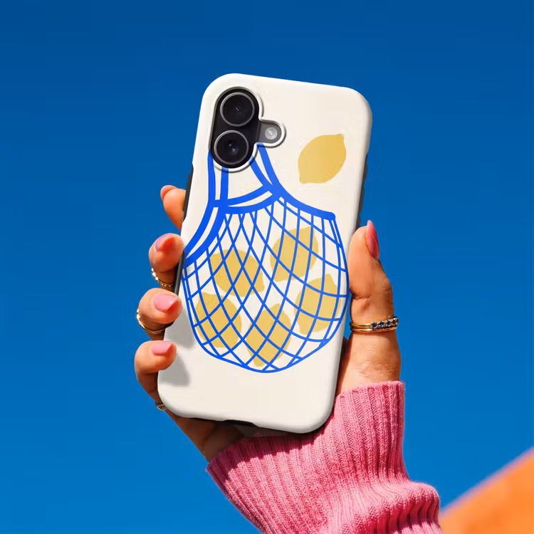 Eten - Citroen - Boodschappen - Abstract - Geel - Blauw Toughcase MagSafe Apple iPhone 17 klein -Sfeer1V