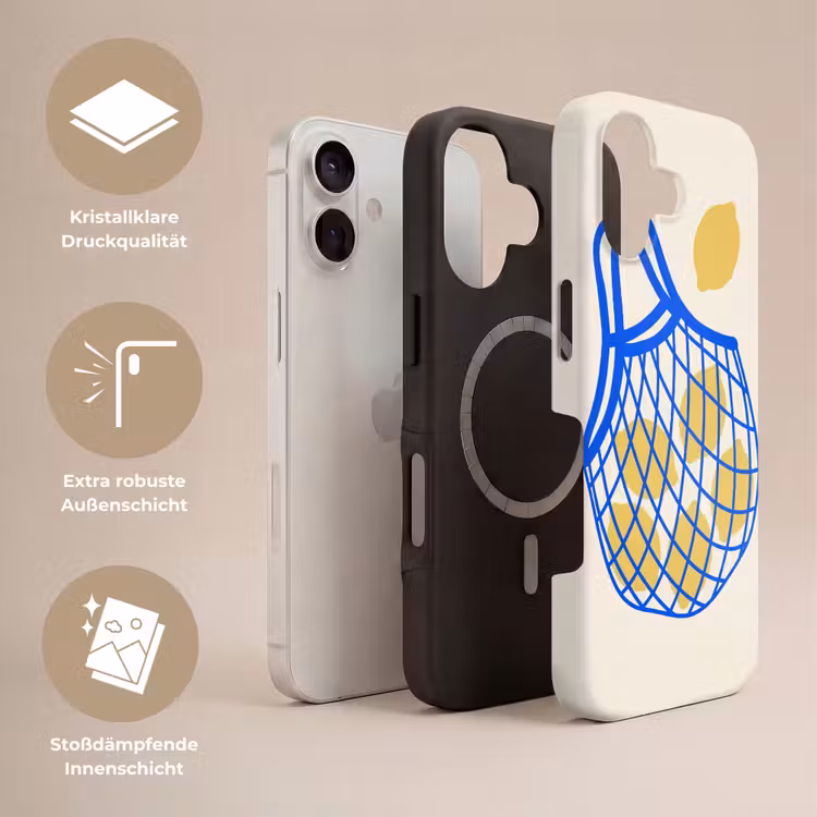Eten - Citroen - Boodschappen - Abstract - Geel - Blauw Toughcase MagSafe Apple iPhone 17 klein -USP_Lagen_DE