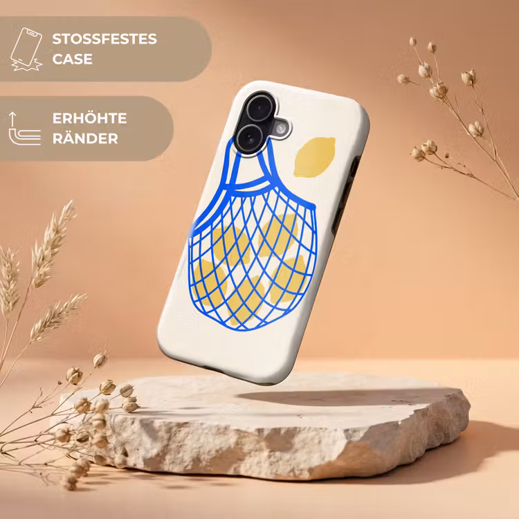 Eten - Citroen - Boodschappen - Abstract - Geel - Blauw Toughcase MagSafe Apple iPhone 17 klein -USP_RandenV_DE