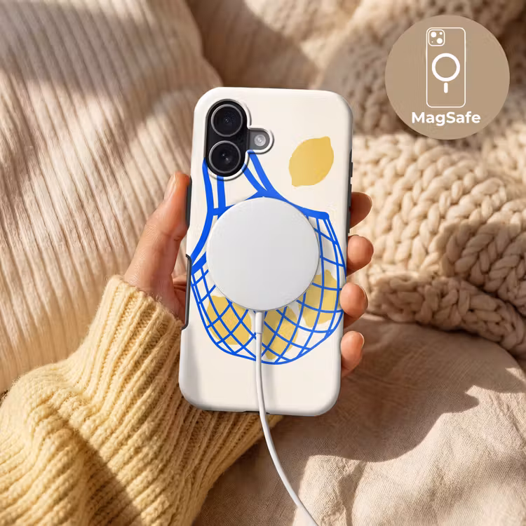 Eten - Citroen - Boodschappen - Abstract - Geel - Blauw Toughcase MagSafe Apple iPhone 17 klein -USP_MagsafeV