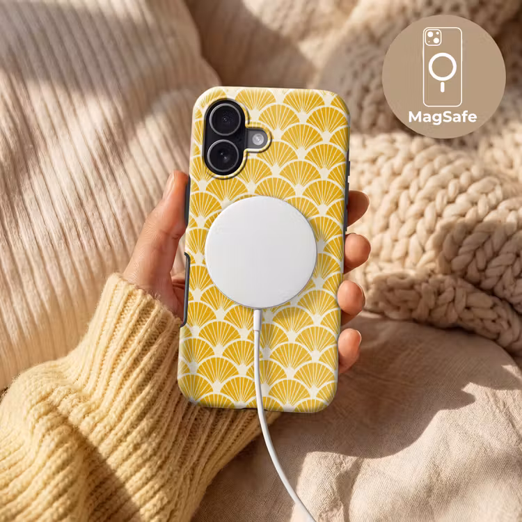 Waaiers - Art Deco - Retro - Okergeel Toughcase MagSafe Apple iPhone 17 klein 1017 -USP_MagsafeV