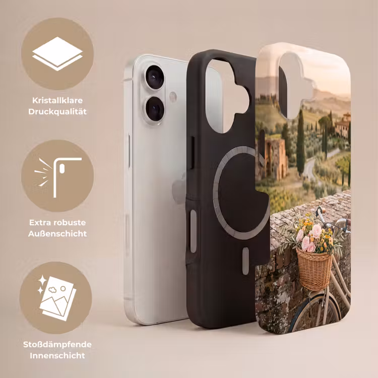 Fiets - Bloemen - Toscane - Landschap - Roze Toughcase MagSafe Apple iPhone 17 klein -USP_Lagen_DE