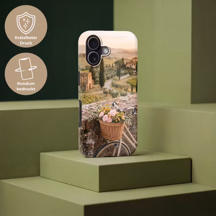 Fiets - Bloemen - Toscane - Landschap - Roze Toughcase MagSafe Apple iPhone 17 klein -USP_PrintM_DE