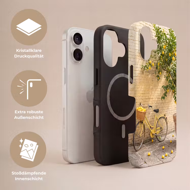 Fiets - Mand - Eten - Geel - Zomer Toughcase MagSafe Apple iPhone 17 klein -USP_Lagen_DE