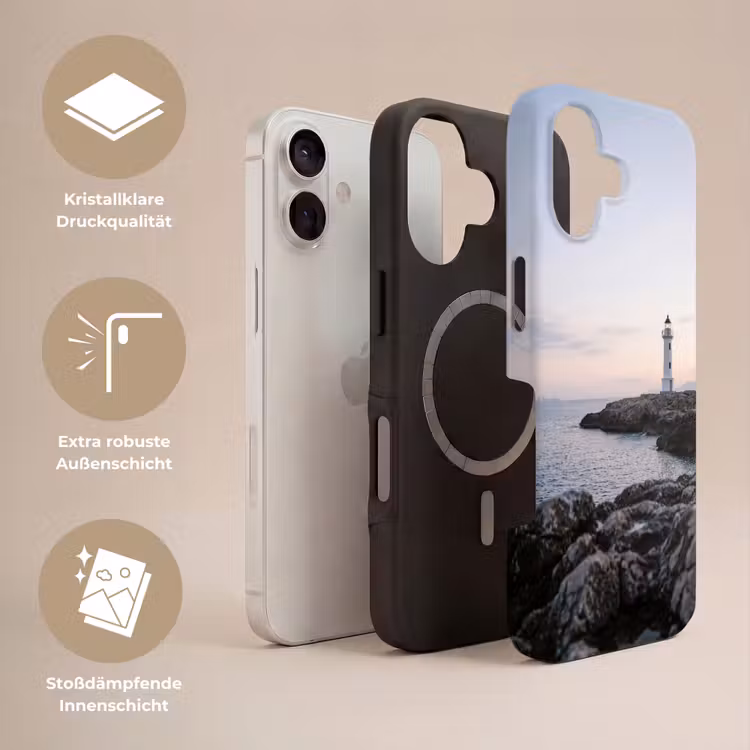 Rotsen - Vuurtoren - Wit Toughcase MagSafe Apple iPhone 17 klein -USP_Lagen_DE