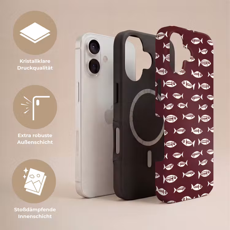 Vissen - Grafisch - Patroon - Donker Toughcase MagSafe Apple iPhone 17 klein 1017 -USP_Lagen_DE