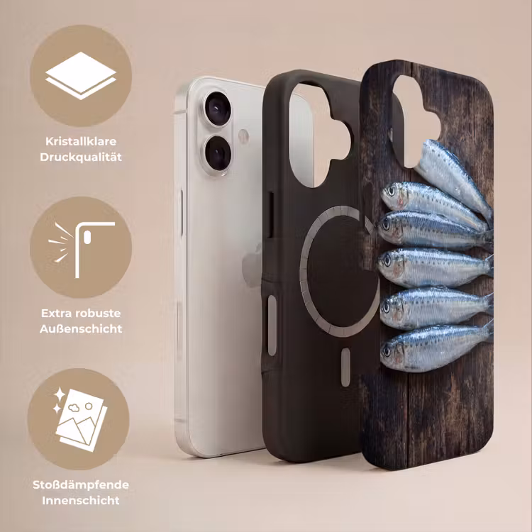 Handyhülle Toughcase - Fisch – Holz – Essen - Vis - Hout - Eten Toughcase MagSafe Apple iPhone 17 klein