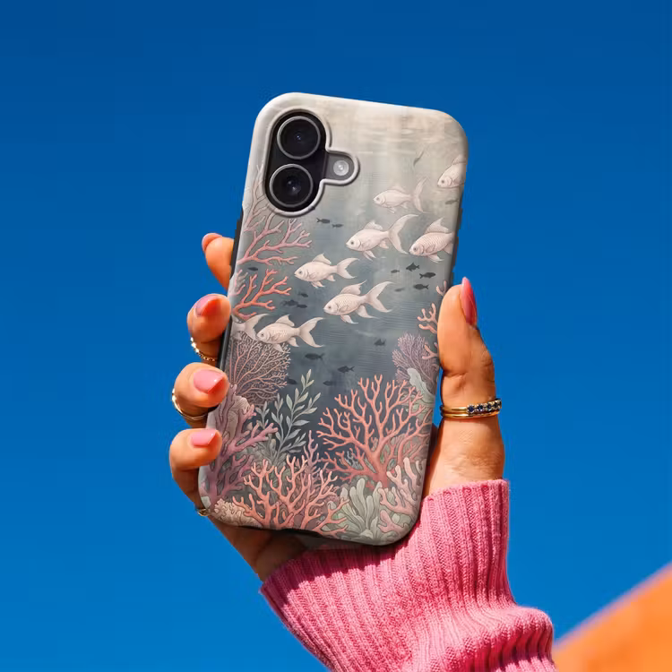 Vis - Koraal - Onderwater - Illustratie - Vintage Toughcase MagSafe Apple iPhone 17 klein -Sfeer1V