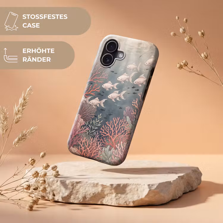 Vis - Koraal - Onderwater - Illustratie - Vintage Toughcase MagSafe Apple iPhone 17 klein -USP_RandenV_DE