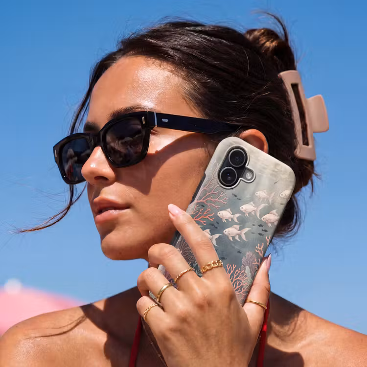 Vis - Koraal - Onderwater - Illustratie - Vintage Toughcase MagSafe Apple iPhone 17 klein -Sfeer2V