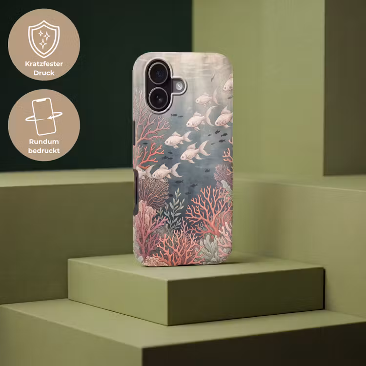 Vis - Koraal - Onderwater - Illustratie - Vintage Toughcase MagSafe Apple iPhone 17 klein -USP_PrintM_DE