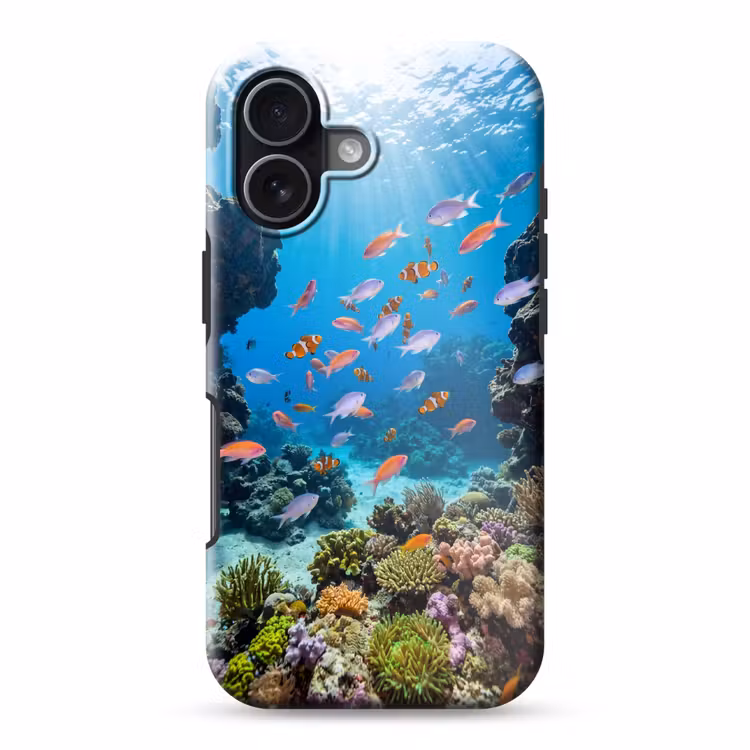 Vis - Koraalrif - Onderwater - Levendig - Blauw Toughcase MagSafe Apple iPhone 17 klein -3d