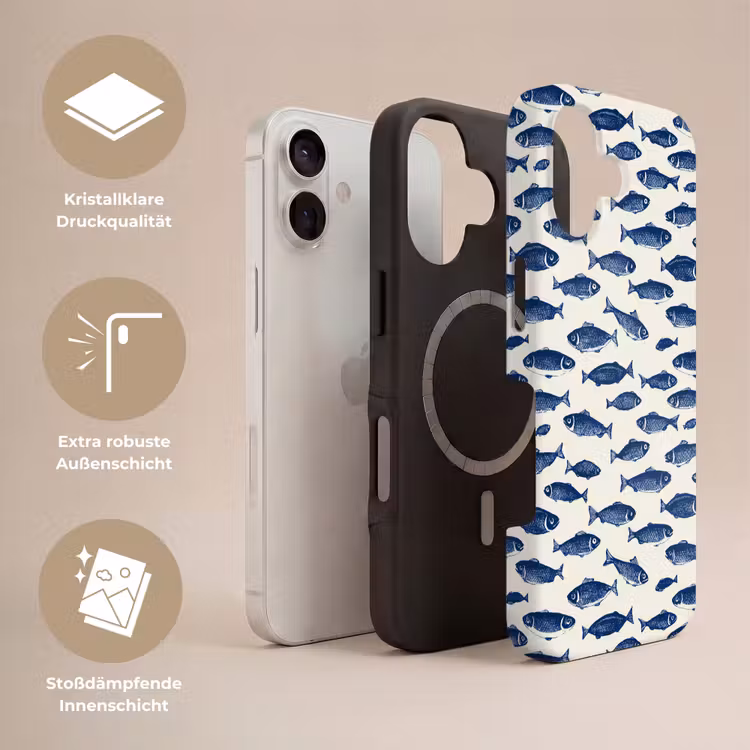 Vissen - Patroon - Blauw - Wit Toughcase MagSafe Apple iPhone 17 klein 1017 -USP_Lagen_DE