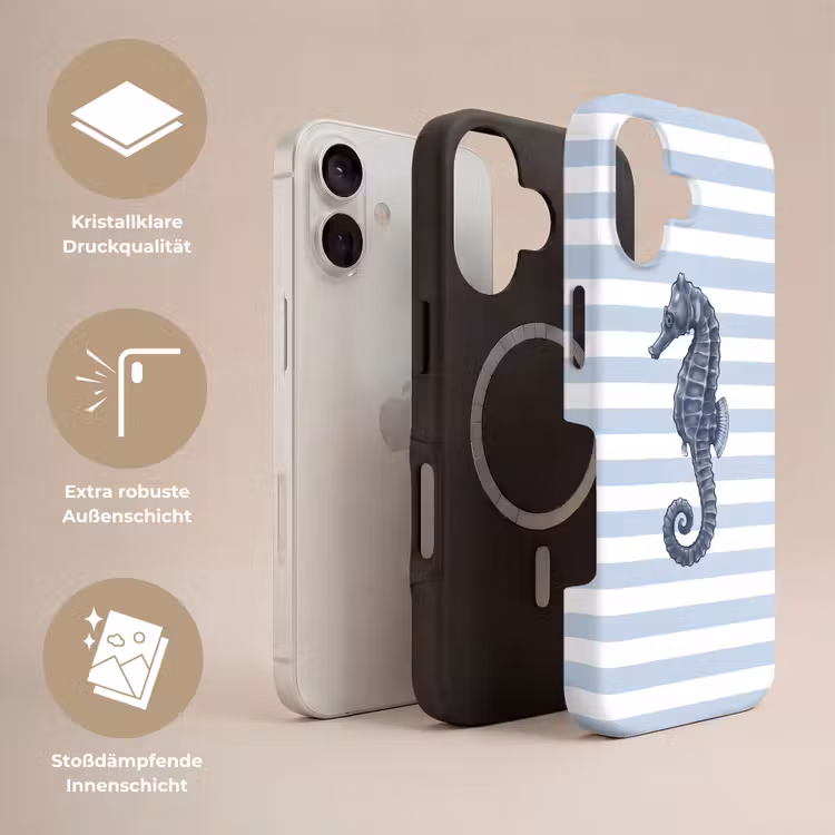 Vis - Oceaan - Illustratie - Blauw - Strepen Toughcase MagSafe Apple iPhone 17 klein -USP_Lagen_DE