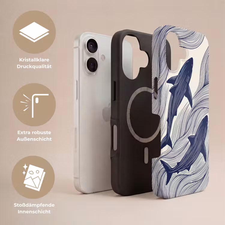 Vis - Oceaan - Lijntekening - Blauw - Dieren Toughcase MagSafe Apple iPhone 17 klein -USP_Lagen_DE