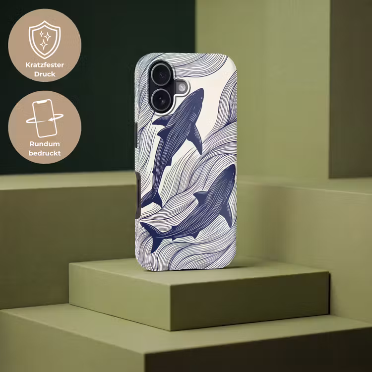 Vis - Oceaan - Lijntekening - Blauw - Dieren Toughcase MagSafe Apple iPhone 17 klein -USP_PrintM_DE