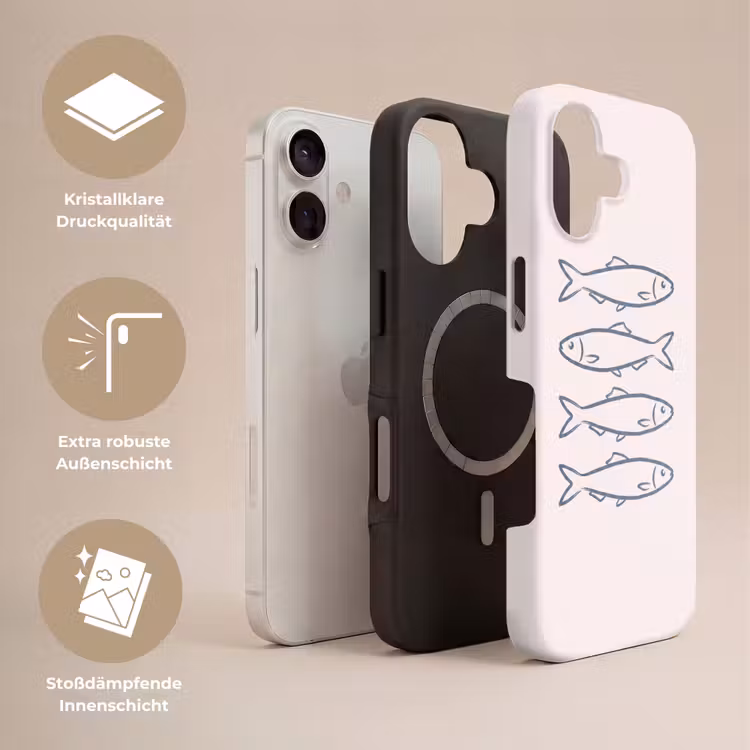 Vis - Vier - Dieren - Abstract - Blauw Toughcase MagSafe Apple iPhone 17 klein -USP_Lagen_DE