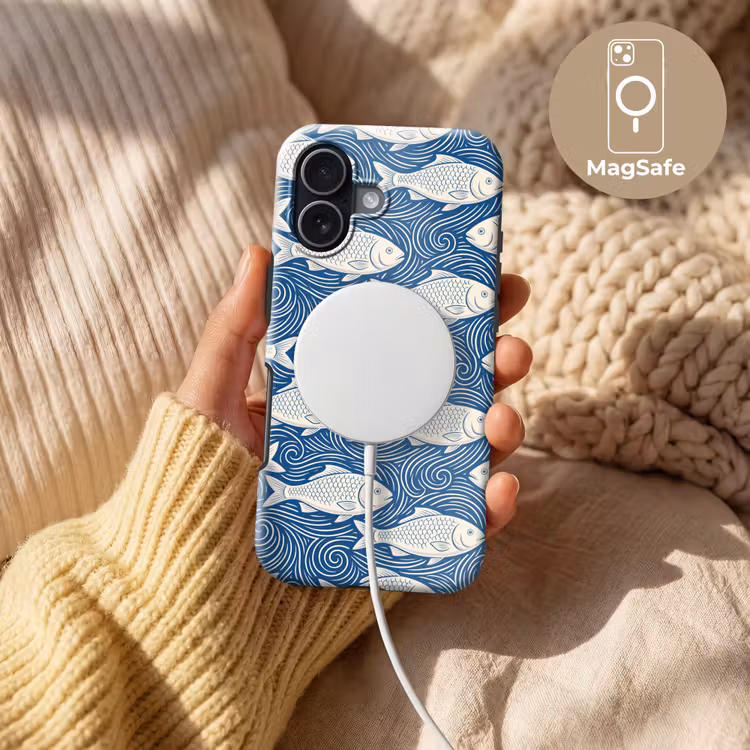 Vis - Water - Patroon - Grafisch - Blauw Toughcase MagSafe Apple iPhone 17 klein -USP_MagsafeV
