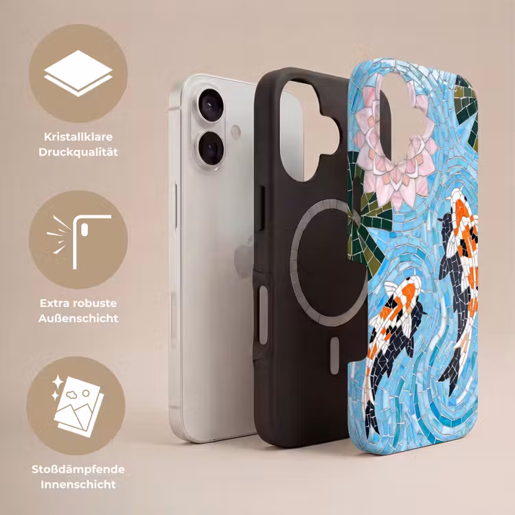 Vis - Water - Natuur - Mozaïek - Blauw Toughcase MagSafe Apple iPhone 17 klein -USP_Lagen_DE